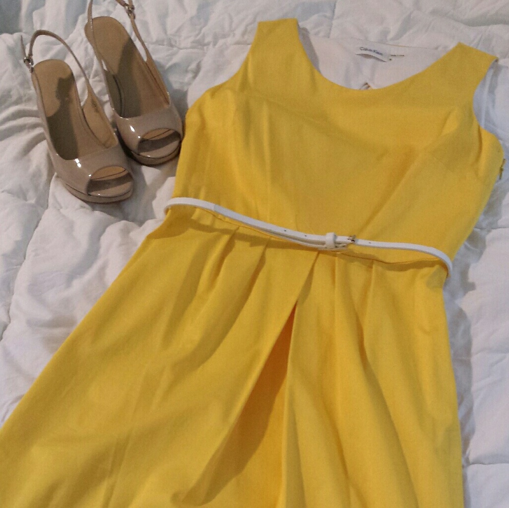 Calvin Klein yellow dress. Size 6.